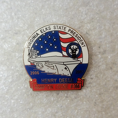 Vintage BPOE Elks Hampton Lodge #366 Virginia State President Henry Deese Pin
