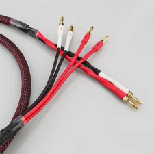 HIFI Audio Bi-Wire Speaker Cable Gold Plated 2 to 4 Banana Plug for Home Theater