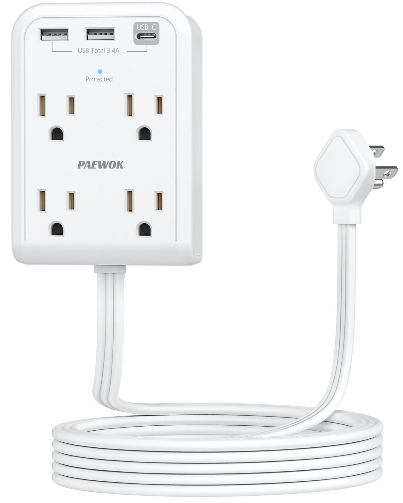 Flat Plug Outlet Extender with 3 USB Wall Plug1 C 4 Outlet Wall Adapter Elect...