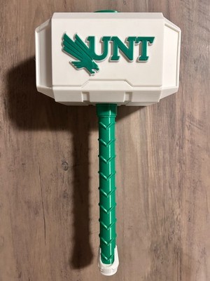 College UNT North Texas Themed Mjolnir Thor's Hammer