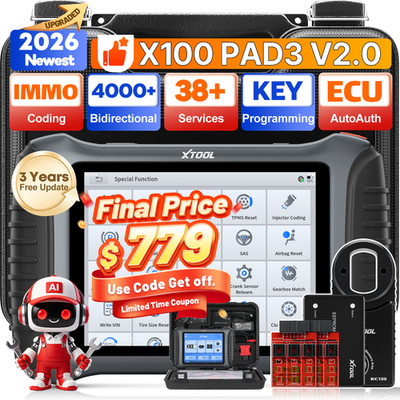 XTOOL X100PAD3 V2.0 Diagnostic Tool IMMO Key Programming Scanner Full System AI