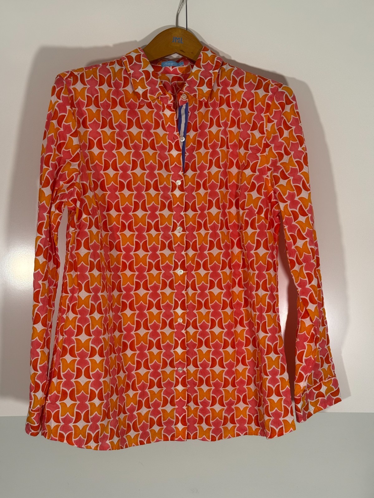 NWT J.McLaughlin Lois Blouse XL White Orange Pink Pop Tulip Stripe Orig $178