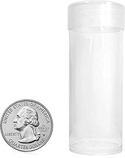 Quarter Coin Storage Tubes - 10 Pack | Archival Quality Plastic Coin Holders, Sc
