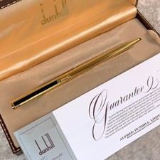 Penna a sfera vintage Dunhill linea gemma orzo finitura oro clip nera con scatola e carta