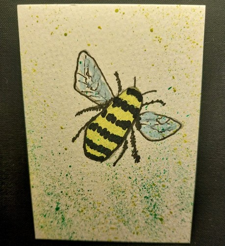 ACEO Original Art Painting – Hand Painted & SIGNED by GAT Bee  Cartoon Animals