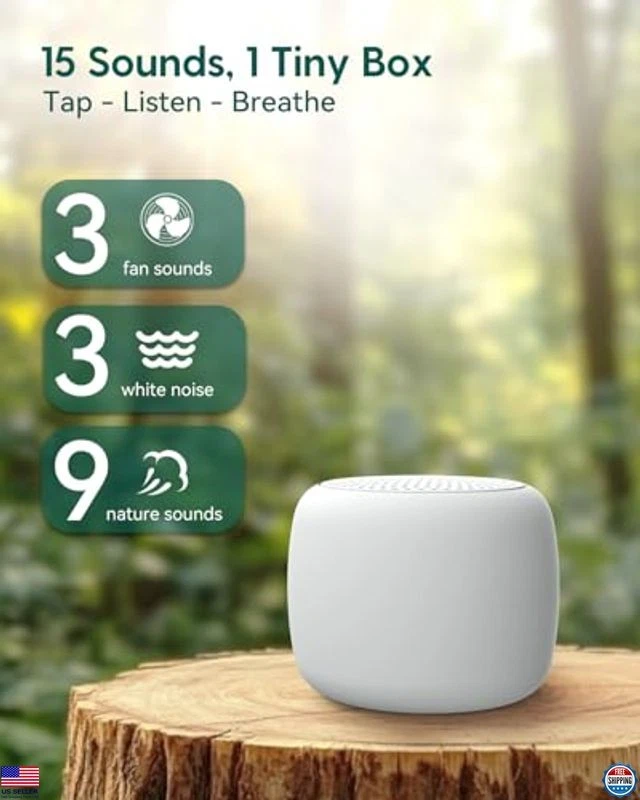 Mini máquina de ruido blanco Babelio - 15 sonidos relajantes, temporizador, apta para viajar Foto 2 de 4