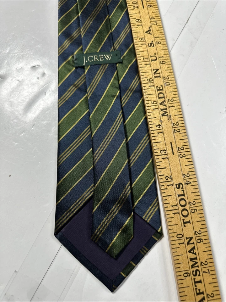 Corbata para hombre J L. Crew verde, azul marino, dorada EE. UU. Foto 4 de 4