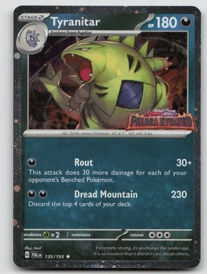 Tyranitar 135/193 Rare Paldea Evolved Pokemon Cosmo Holo NM
