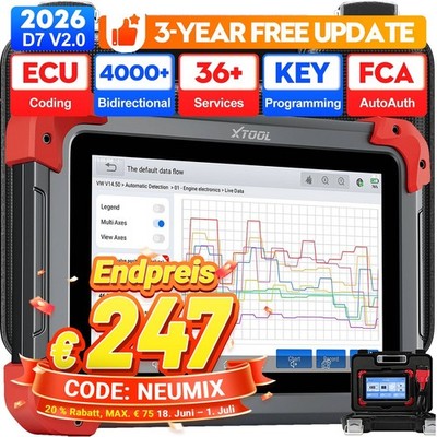 XTOOL D7 V2.0 KFZ Profi OBD2 Diagnosegerät Scanner Alle System ECU Coding DE