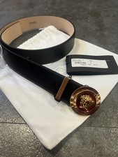 575 Versace Medusa Belt Leather Gold Buckle Belt Women 75 cm /30 Inches Size