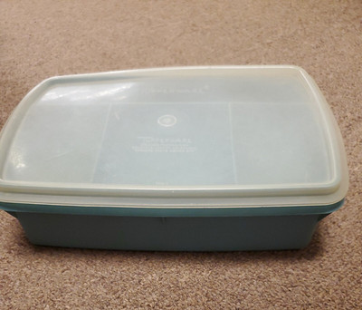 VTG Tupperware Blue Divided Stow-N-Go Sewing Craft Box Lid Organizer 767, 769