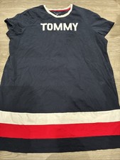 TOMMY Hilfiger Women's Size 2X Tee Shirt Dress Red White Blue 100% Cotton