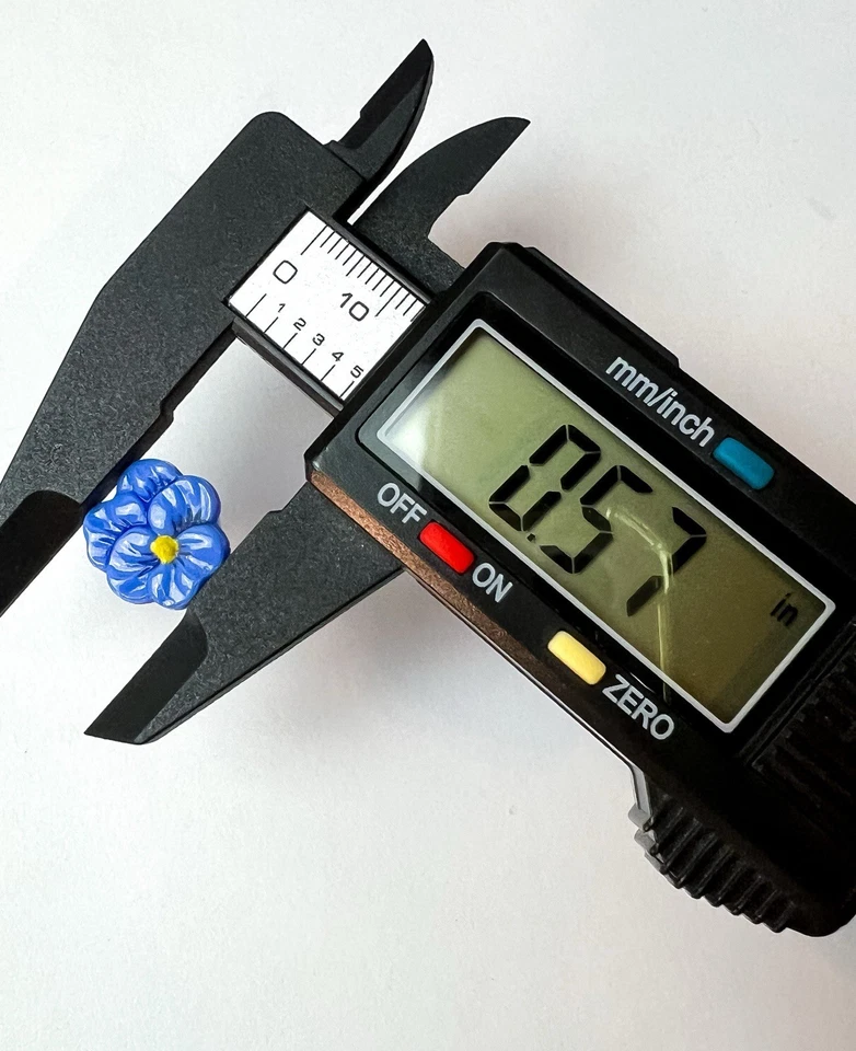 2 件复古玻璃纽扣逼真三色中提琴花红色蓝色新奇捷克复古 — 第 3/4 张图片