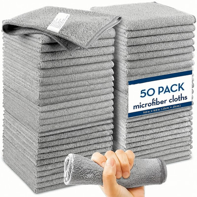 Microfiber Cleaning Cloth Set of 50 Towel Rag Car Polishing Detailing No-Scratch