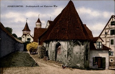 Dinkelsb�hl Germany Dreikonigskapelle Kapuziner Weg vintage postcard c307