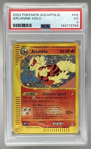 144713794 Arcanine 2003 Pokemon Aquapolis #H2/H32 Holo PSA 3