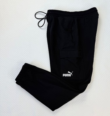Puma Power Regular Fit Cargo Joggers Pants Mens Medium Black Cargo Pocket NWOT