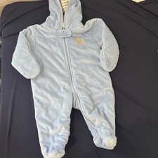 Child Of Mine By Carters Baby Boy Snowsuit Light Blue 3-6m Hooded Fleece Mittens