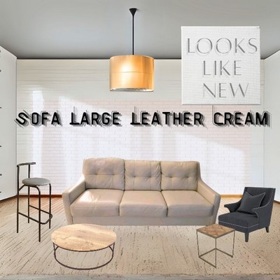 Traditional Plywood, Leather/Polyester   Sofa Cream/Local Pickup Only