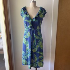 Lilly Pulitzer Clare Ruffle Dress-V Neck Silk Blend-Falling In Love Print-Size S