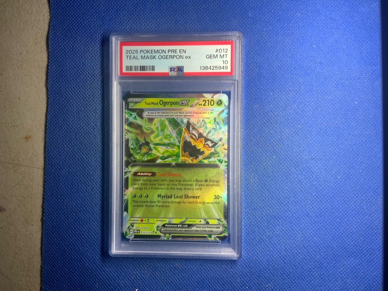 2025 POKEMON PRE EN-PRISMATIC EVOLUTIONS #012 TEAL MASK OGERPON EX PSA 10