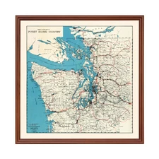 Old Map of Puget Sound, WA 1919 - Vintage Puget Sound Washin