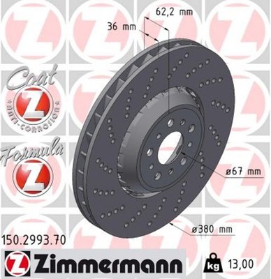1x ZIMMERMANN Bremsscheibe FORMULA Z 150.2993.70 für BMW 4er G22 G82 3er G20 G80