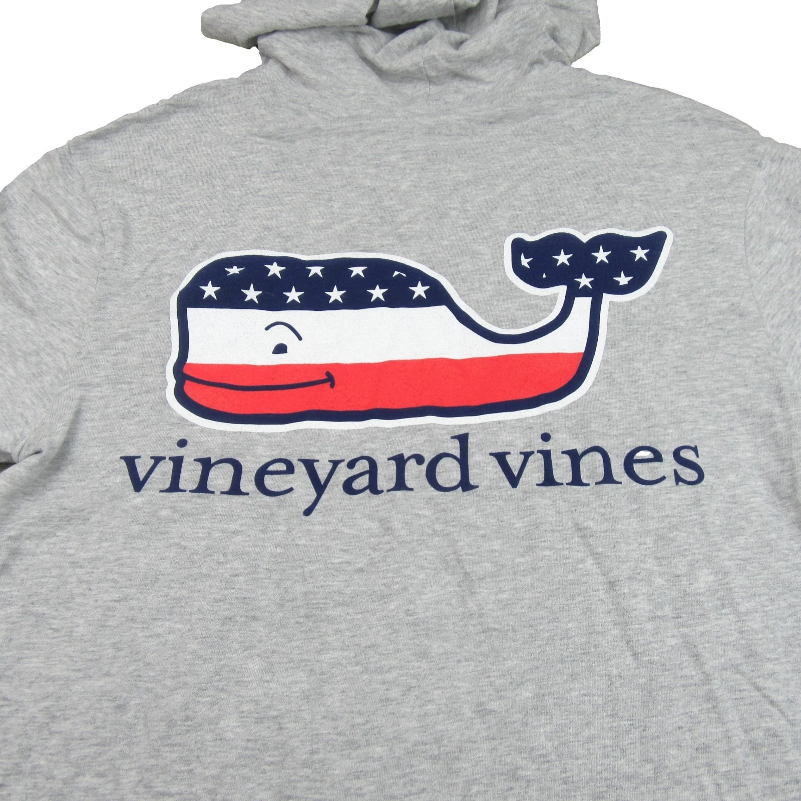 Vineyard Vines Graphic USA Hoodie Mens Size Small Grey Heather Long Sleeve NEW