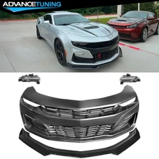 For 19-24 Camaro SS Front Bumper Cover W/ Daytime Running Light Gloss Black Lip