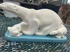 Royal haeger 1948 polar bear family boco and blue glazes mid century modern