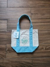 Trader Joe's Mini Pastel Spring Canvas Tote Bag Light Blue NEW with Tags