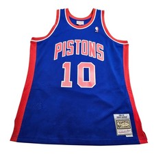 Mitchell  Ness Detroit Pistons Jersey Mens XL Blue Rodman 10 Hardwood Classics
