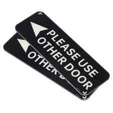Please Use Other Door Left Arrow Sign, 2pcs Acrylic 9"x3" Car Sticker