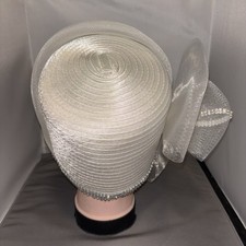 Dgorgeous Fashions Hat Sun Hat Womens One Size White Wide Brim Rhinestone Church Wide Brim Church Hats for COGIC Women – Bold, Blessed  main image 3
