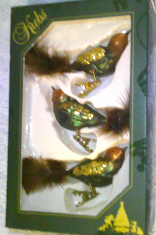 Krebs Feathered BIRD Christmas Clip-On Ornaments Set/3 NIB