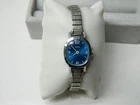 Vintage TIMEX Blue dial face silver tone wind-up watch for repair/not running