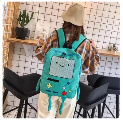 HOT Ladies Backpack Canvas Backpack Anime Adventure Time Beemo BMO Kawaii Bag