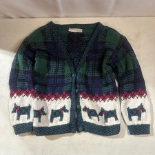 Vintage Copper Key Scottie Dog Scottish Terrier Cardigan Sweater Sz M Hand Knit