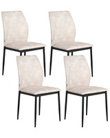 EsszimmerstüHle 4Er-Set Stoffbezug Gepolsterte SitzfläChe Eisenbeine Hellbeige R