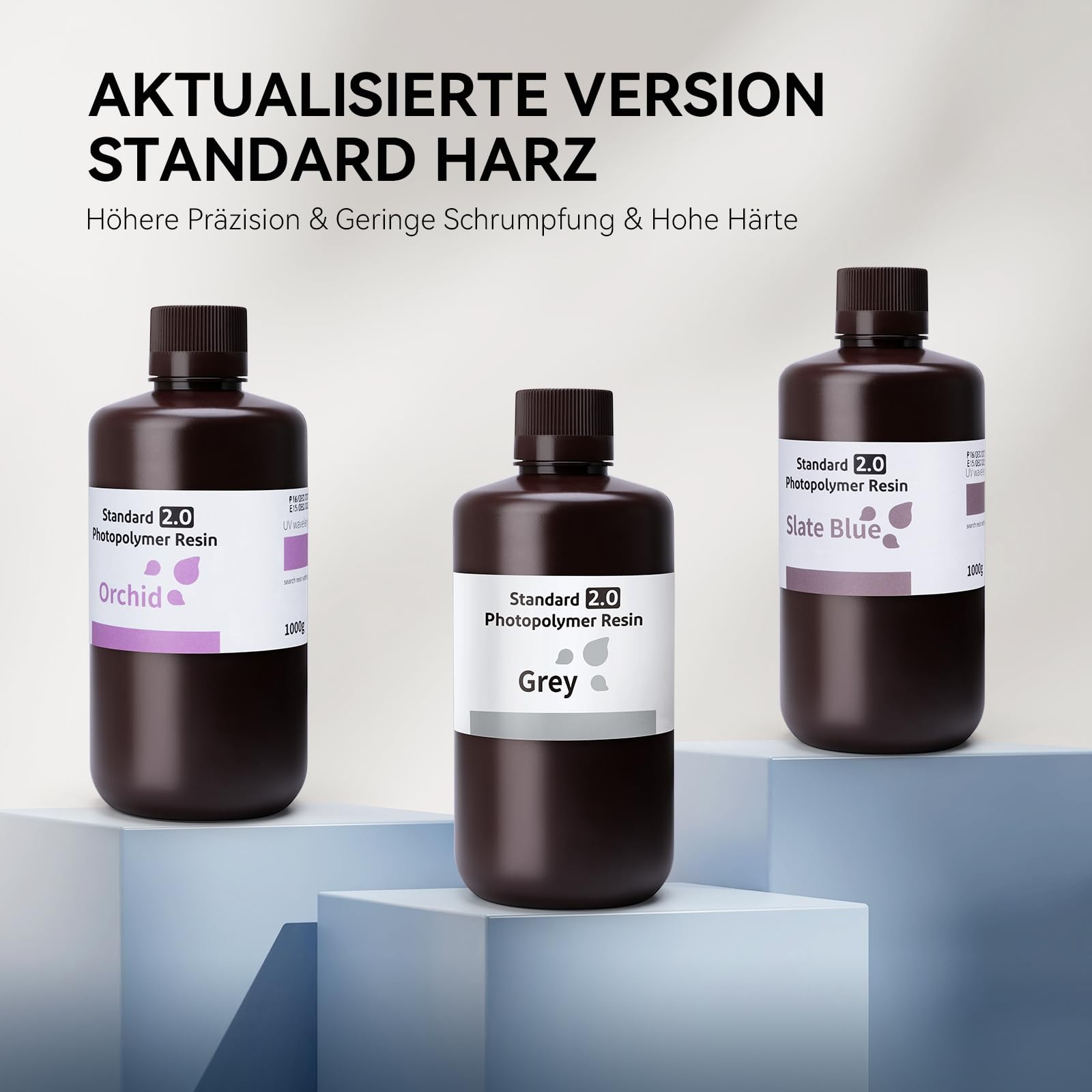 ELEGOO UV Resin 405nm Standard V2 Harz für 3D Drucker, Grau 1KG, Hohe Präzisio - Bild 2