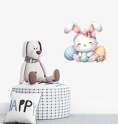 Wandbild Osterhase Hase Ei Blume bunt Van Vinyl Aufkleber Abziehbilder a7095