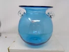 Blenko Glass 2007 Victorian Collection #1207 Ocean Blue Handled Vase W/Label