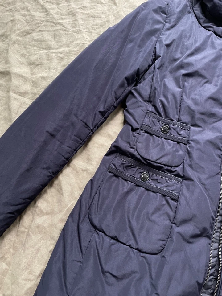 Moncler Beynac Women's Down Navy Blue Long Jacket Size 2 / M - Image 4 of 4