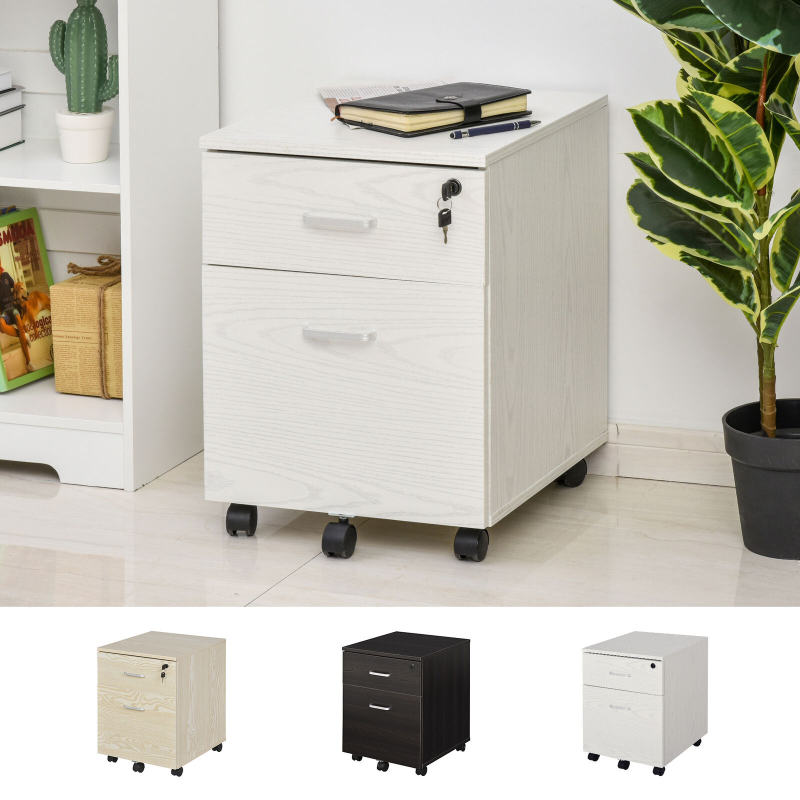 Filing Cabinet Pedestal Drawer Stationary Office Desk Storage PC Key Lockable