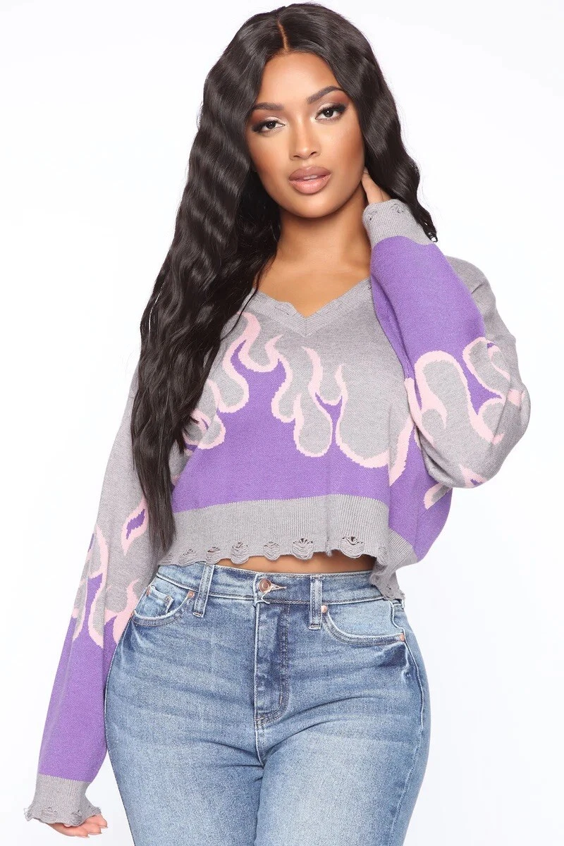 Purple flame sweater sale