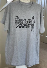 The Dude Abides Big Lebowski Light Gray T-Shirt Size Large