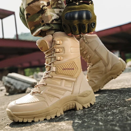 Hombres Botas Militares de Cuero Zapatos de Combate de Parte Superior Alta Aire Libre Montaña Nieve Tenis - Imagen 17 de 36