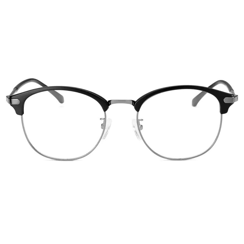 Light Browline Glasses for Men Women Think Plastic Metal Eyeglasses Frame  Black