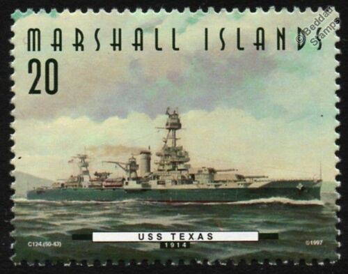 USS TEXAS (BB-35) New York Class Battleship WWII Warship Stamp (1997) - Afbeelding 1 van 1
