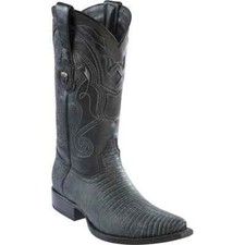 WILD WEST SAND BLACK GENUINE TEJU LIZARD SNIP TOE WESTERN COWBOY BOOT EE 2940774